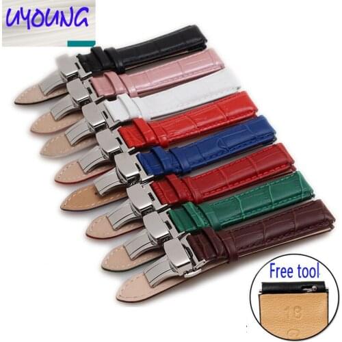 UYOUNG Leather watch band adapter Huawei HUAWEI B2 B3 smart Bracelet Leather Wristband butterfly 15 16MM
