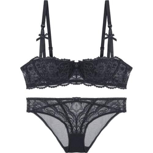 Lace bra set Lingerie 1/2 Cup Sexy Intimates Push Up Bra Set Underwear Floral Embroidery Lace Women Bra Panty