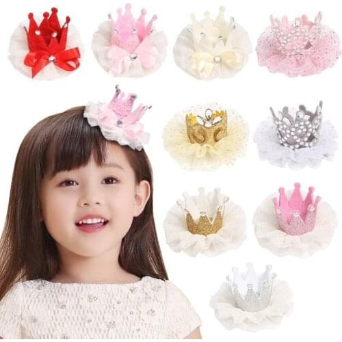 1 Pieces Baby Girl 3D Crown Lace Mesh Infant Hair Accessory Newborn Headwear Tiara Gift Toddlers Clips Hairpins