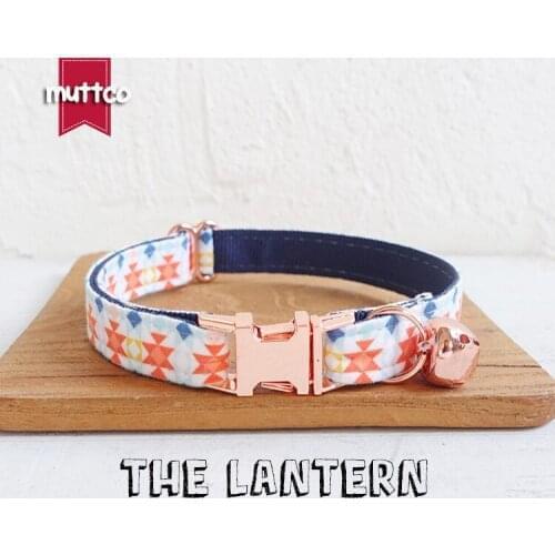 MUTTCO retail with rose gold high quality metal buckle collar for cat THE LANTERN design cat collar 2 sizes UCC056M