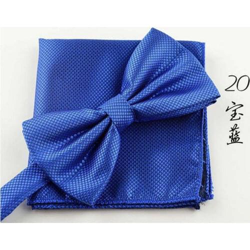 Mens Checkered Bow Ties Pocket Square Set Tuxedo Party Neckties Butterfly Jacquard Bowtie 23Colors, 500set