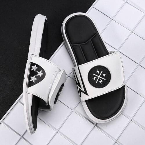 White Stars Men Casual Slippers Anti-slip Outdoor Beach Flip Flops Summer Black Fashion Mens Slide Sandals Indoor Home Shoes