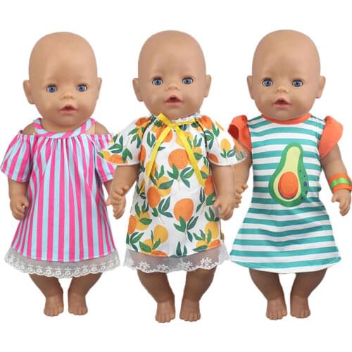 2020 New Lovely orange dress Suit Fit For 43cm New Born Doll 17inch Reborn Baby Doll Accessories