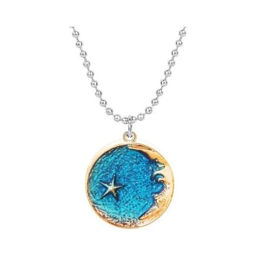 New fashion Alloy Drop Oil European and American Star Moon Necklace For girl Accessories jewelry wholesale