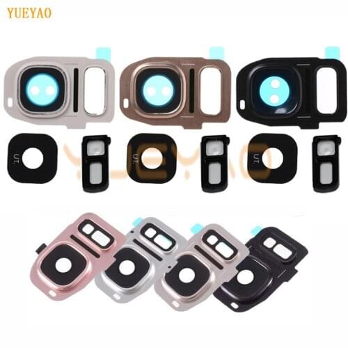 Camera Lens For Samsung Galaxy S7 S7 Edge Rear Camera Lens Cover+Flashlight Bracker, For Samsung S7 S7 Edge Camera Glass lens
