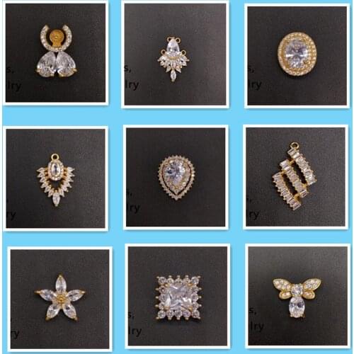 Zircons Charm Pendants for jewelry making Gold Zircon Button 20pcs Snowflake Crystal Zircon Embellishment Accessories for women
