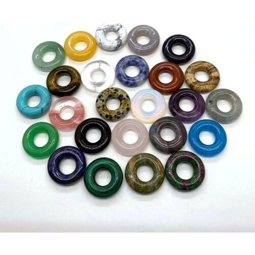 Natural Stone Circle Nostalgic Bead Necklace Pendant Turquoise Agate DIY Jewelry Making Necklace Size 20mm Inner Diameter 8mm