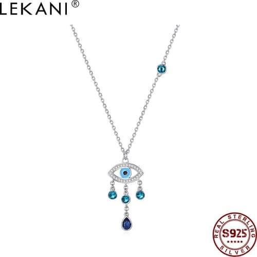 LEKANI 925 Sterling Silver Necklaces For Women Evil Eye Water Drop Pendant Necklace Romantic Anniversary Gift For Girlfriend