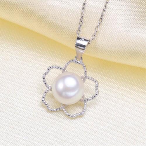 1PCS S925 Sterling Silver Pearl Tray Charm Connector Bail Pendant Clasp DIY Necklace Jewelry Making Accessories