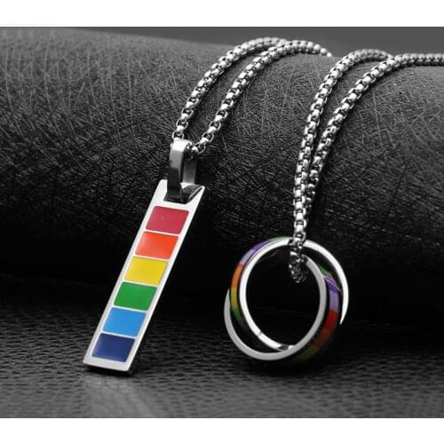 Men Women Gay Pride Rainbow Choker Stainless Steel Necklace LGBT Lesbian Pride Chocker Collar Punk COUPLES Jewelry Party Gift