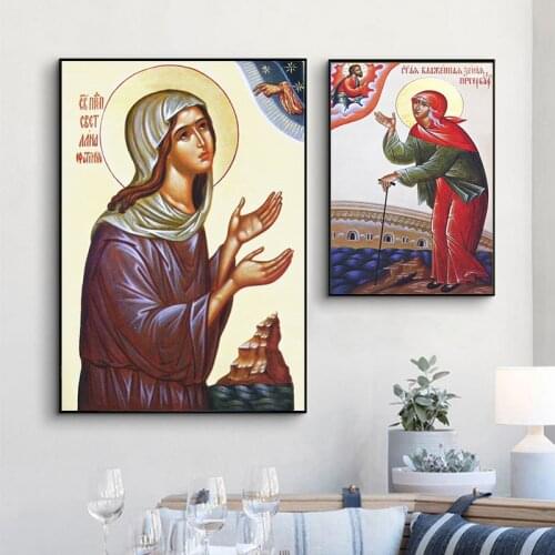 Religion Icon Pharaoh Virgin and Child Canvas Painting Wall Art Picture Print and Poster Portrait Sacred Home Living Room Decor