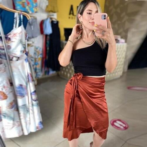 One Piece Style Short Skirt Fashion Women Knee Length 2021 Casual Chiffon Skirts Faldas Mujer Moda Cheap Girls Formal Wear