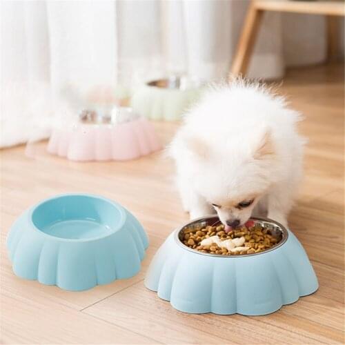Single Pet Pumpkin Shape Dog Stainless Steel Feeding Food Dishes Dual Purpose Feeder Puppy Drinking Water Bowls Cats Container