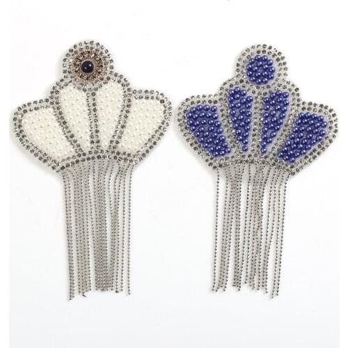 Rhinestone Diamond Pearl Crown Patch Iron Transfer Dress Stickers Parche Ropa Patches For Clothing Rhinestone Patches Transfer