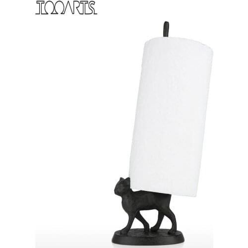 Tooarts Cast Iron cat figurine Paper Towel Holder Cat Toilet Paper Holder home decoration accessories Animal Figurine