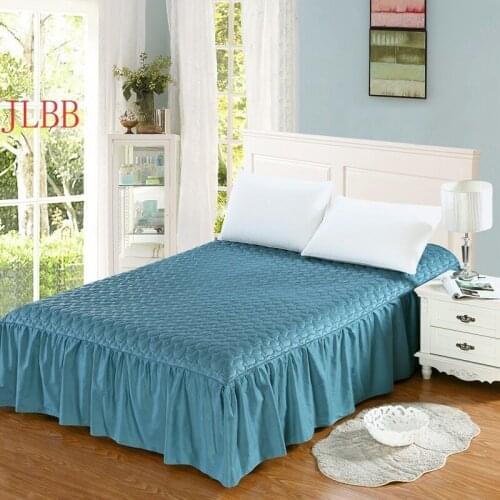Thicken quilted bedskirt 100% cotton elastic bedspread with ruffle 180*200 bed fitted sheet pastoral home bedding bed cover 1pc