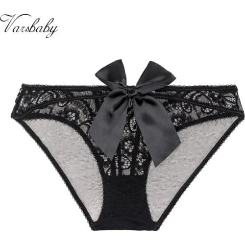 Varsbaby Big Bow Panties Sexy Transparent Sexy Lace Briefs 3 PCS/ LOT