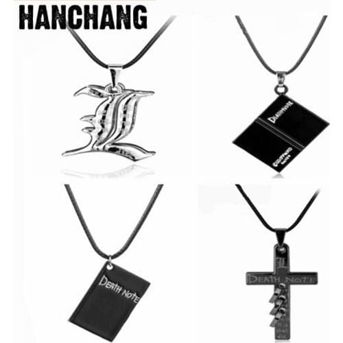 Hot Movie Anime Jewelry Death Note Necklace Death Note Book Letter 2 Rows Alloy Pendant Necklace Rope Chain Neck Lace