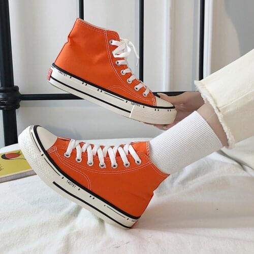Shoes woman sneakers orange colors designer high top canvas shoes girls shoes autumn fashion sneakers woman U12-50