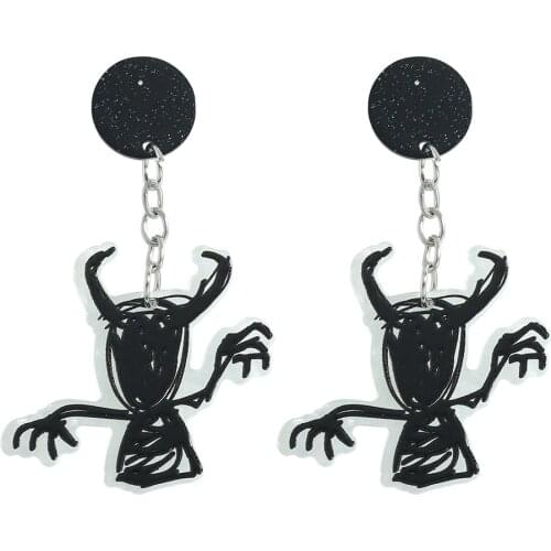 Beetle Halloween Earrings for Women Funny Grimace Evil Demon Emo Earrings Acrylic Chain Tassel Fashion Goth Jewelry Punk Gifts