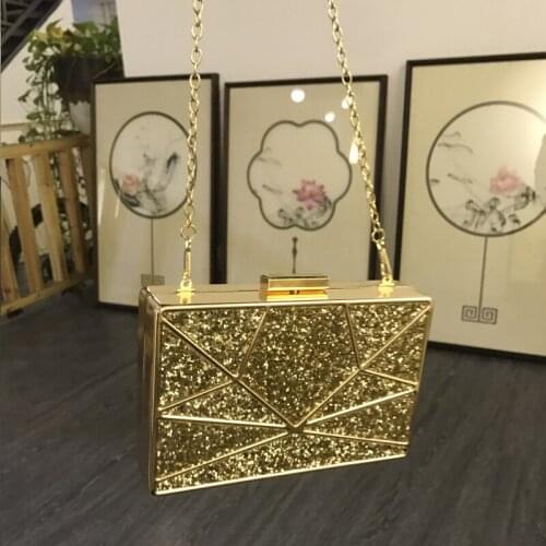Women Gold Clutches Bags Luxury Small Crossbody Shoulder Bags Sequins Handbags Retro Evening Bag Wedding Bride Purse Ladies