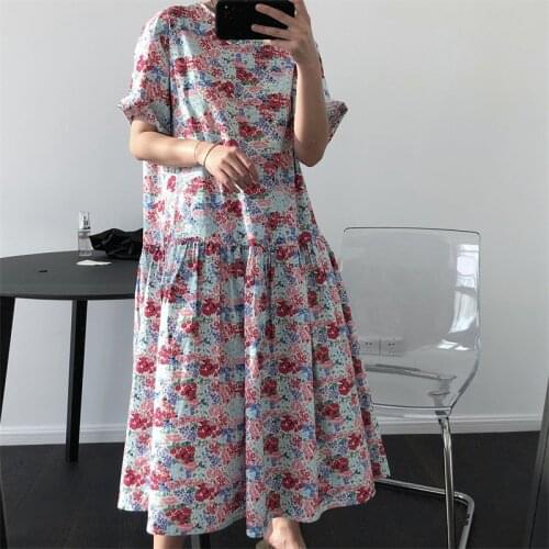 2021 New Summer Casual Ladies Dress Print High Quality Women Dresses Loose Fashion Elegant Cotton Female Dress T244