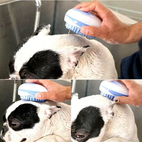 1PC Pet Hair Fur Grooming Soap Shampoo Bathing Brush Dispenser Gentle Loose Hair Remover Skin Massager Pet Brush