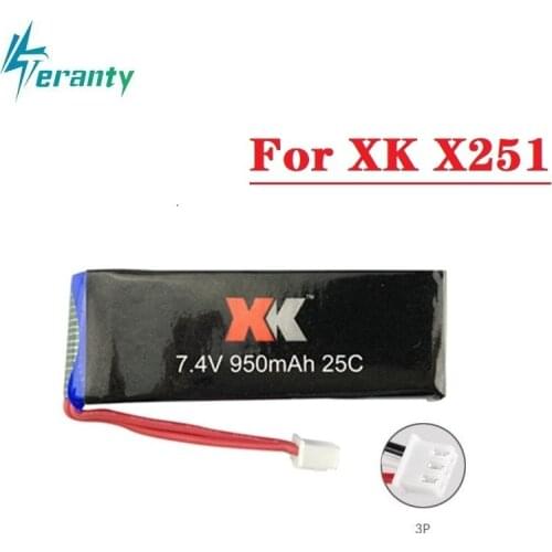 1PCS Original 7.4V 950mAh 25C Lipo Battery For WLtoys XK X251 Airplane Spare Parts RC Airplane high quality