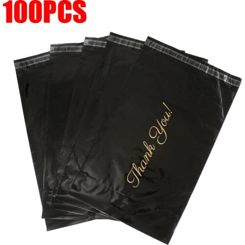 100PCS Plastic THANK YOU Printed Courier Bag Post Self Seal Waterproof Mailing Envelopes Business Shipping Packaging Bag Storage