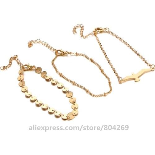 180pcs/lot Latest Design Flying Bird Small Circular Chain Three-Layer Ankle Chain High Quality Fashion Women Anklets Hot Sales