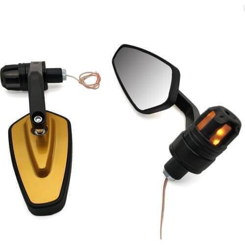 22mm Universal Motorcycle Mirror with signal light End Side Rearview Mirror for Suzuki GSX1250 GSX1400 GSX650F HAYABUSA GSXR1300