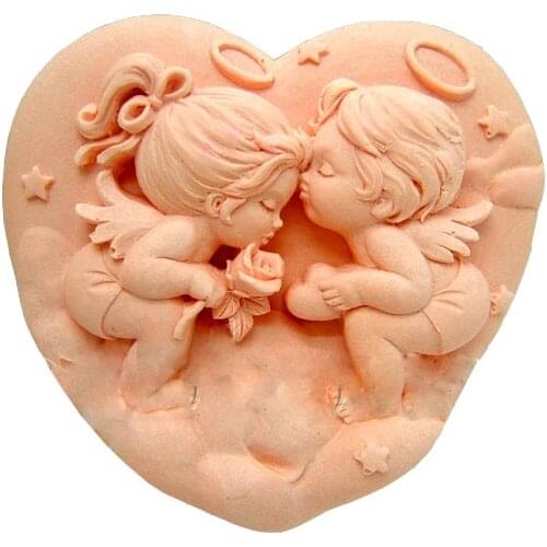 2D Silicone Soap/candle Mold -angel Cake Mold Couple Silicone Soap Mold Handmade Baby Mold Heart Moulds Silicone Rubber PRZY