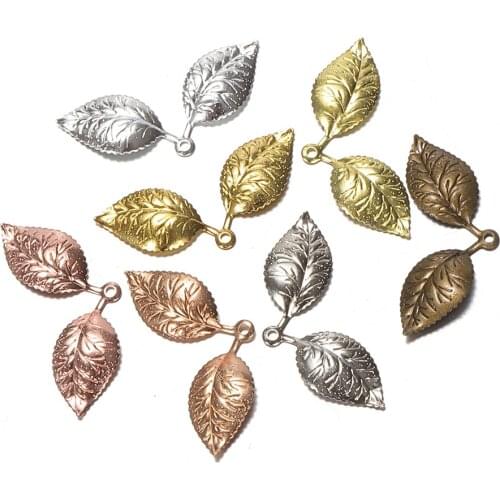 50pcs 13x32mm Leaf Pendant Charms European Style Silver/Gold Color jewelry Findings Supplier for DIY Necklace Bracelet Jewelry