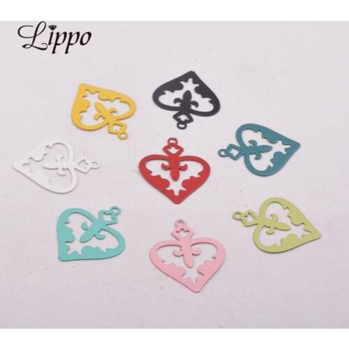50pcs AC10723 18*20mm Filigree Hollow Heart Shape Charms Cross Earring Base Findings DIY Jewelry Findings Accessories