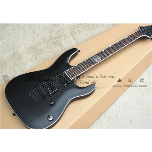 Free shipping custom 6 string guitar,irregular black guitar,flamed maple veneer,tremolo bridge HH pickups,chrome button