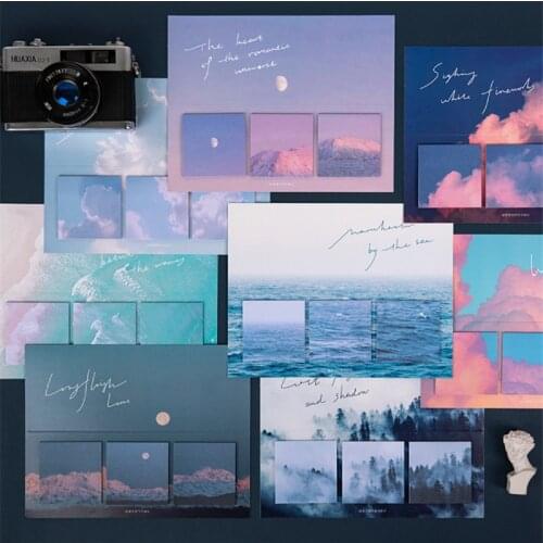 60 Sheets Mountain Lake Sea Sticky Notes Twilight Cloud Sky Forest Adhesive Memo Notepad Stickers Office School Supplies H6839