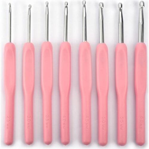 8pcs Aluminum Knitting Crochet Set Soft Handles Knitting Needles Crochet Hook 2.5mm-6mm Yarn Sweater Weave Craft Tools Christmas