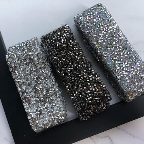 1-3cm width 1yard diamond rhinestone hot drilling Wedding dress accessories Pearl Beaded Lace Trim fabric applique patches