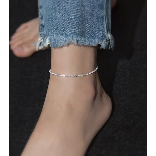 MIQIAO 925 Sterling Silver Anklets For Women Foot Bracelet Chain Best Friend Summer Beach Accessories Female Simple Temperament
