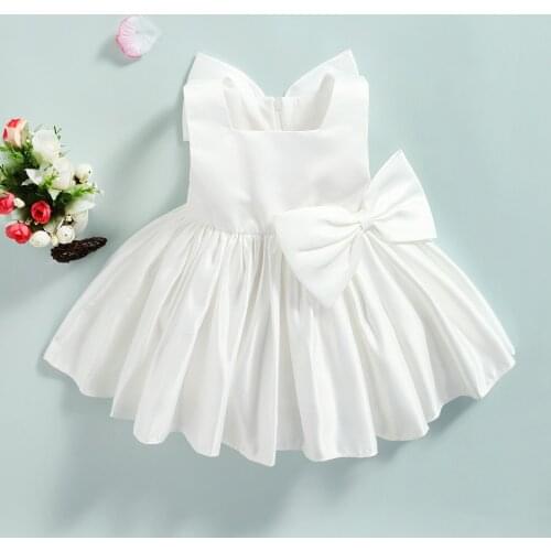 2021 Girls Formal Princess Dress, Solid Color Sleeveless Square Collar Big Hem 1-piece