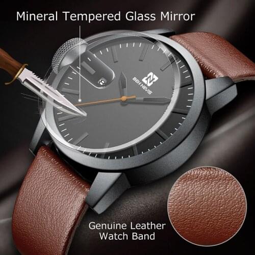 2020 New Mens Watch Top Brand Fashion Quartz Watch Men Leather Waterproof Sports Wrist Luxury Watch Male For Men Gift QW003