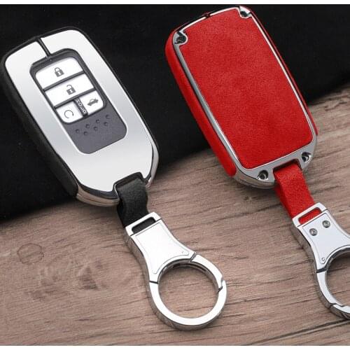 For Honda Hrv Civic 2017 Accord 2003-2007 Cr-v Freed Pilot Auto ShellAccessories New Suede Leather Zinc alloy Car Key Case Cover