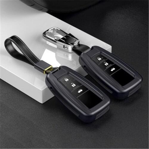 Alloy Car Key Case Cover holder For Toyota Camry CHR CH-R Prius Corolla RAV4 Prado 2017 2018 2019 3 Buttons Key Chain Case bag