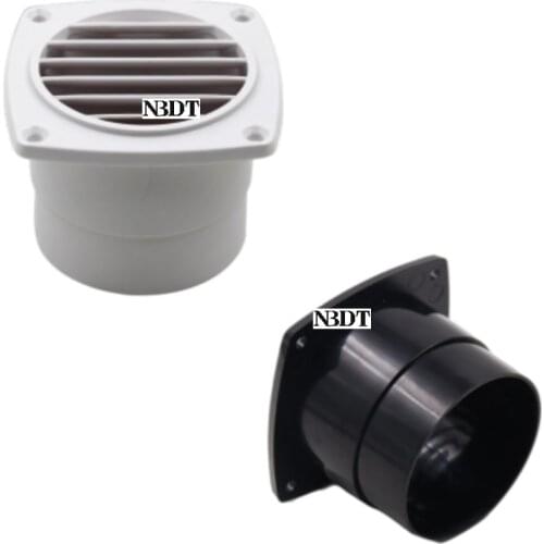 White Black Square Plastic Air Vent Louver Grille With Ducting Adapter RV Trailer Yacht Caravan
