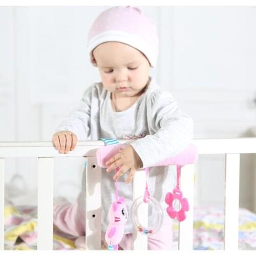 Baby rattles animal Cradle Cute cat panda baby music hanging bed safety seat plush toy Hand Bell Multifunctional Plush Toys