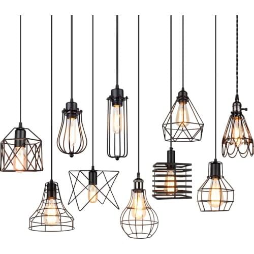 E27 Modern cage pendant light iron retro loft pendant lamp metal Guard Hanging restaurant Lamp living room decoration LED