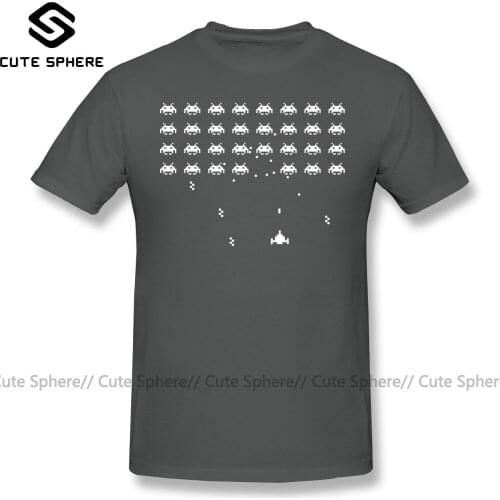 Space Invaders T Shirt Space Invaders 1 Dark T-Shirt Man 100 Percent Cotton Tee Shirt Casual Fun Print Short Sleeve XXX Tshirt