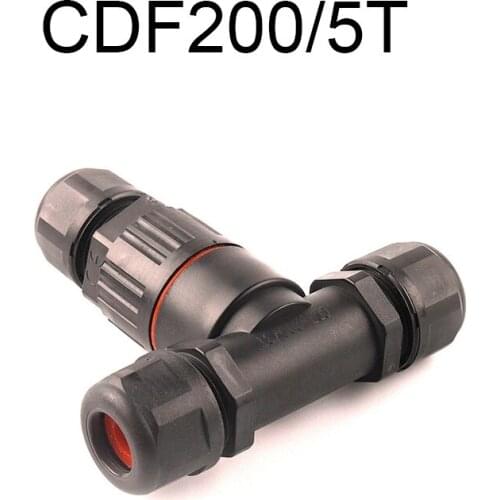 IP68 T Shape 5 Pin Outdoor Waterproof Electrical Connector Tee Connectors quick Screw connection Outdoor Plug Socket