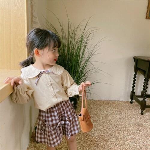 Girls' set 2021 autumn new childrens wear childrens doll collar two-piece set baby lady set korean baby girl clothes