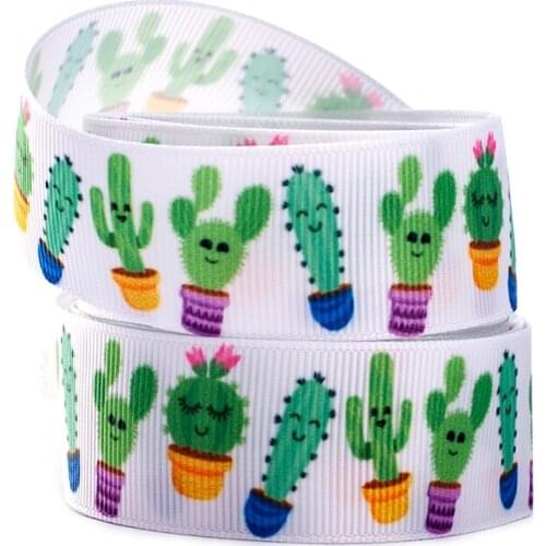 10yards different sizes Cactus green pattern ribbon printed grosgrain ribbon